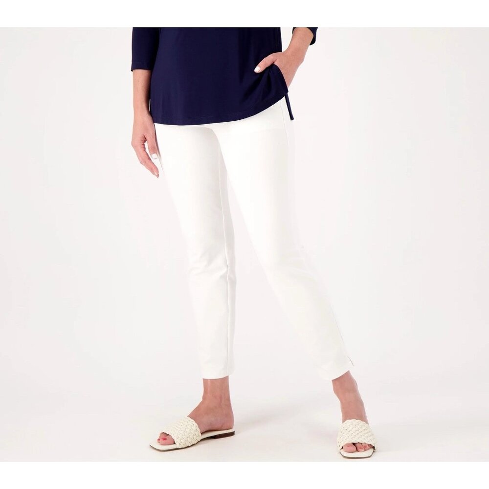 Susan Graver Weekend Premium Stretch Slim Pants Plus Size 3X White A567190 NEW